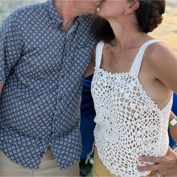 Rebecca Taylor “Crochet Doily” white moonstone  open knit tank top Size … - Picture 13 of 15